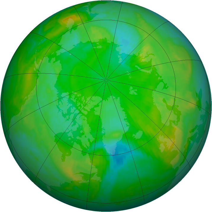 Arctic ozone map for 10 July 2000